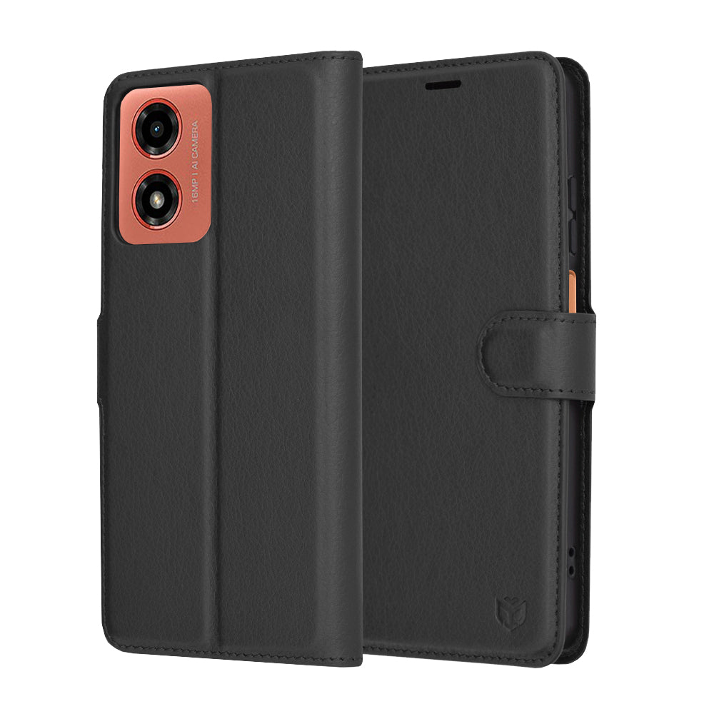 Futrola za Motorola Moto G04s / E14 / G04 / G24, Techsuit, Kožna Folio, Crna