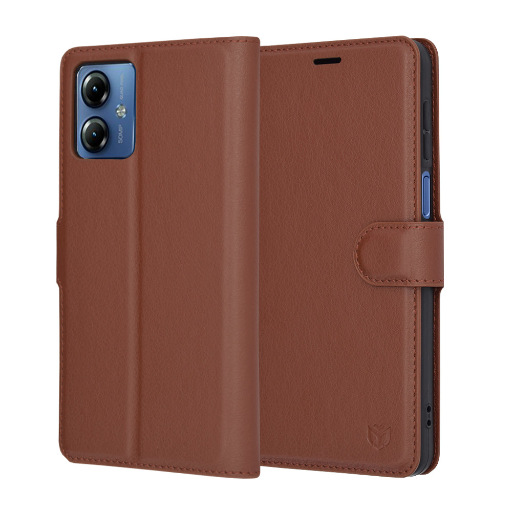 Futrola za Motorola Moto G14, Techsuit, Kožna Folio, Smeđa