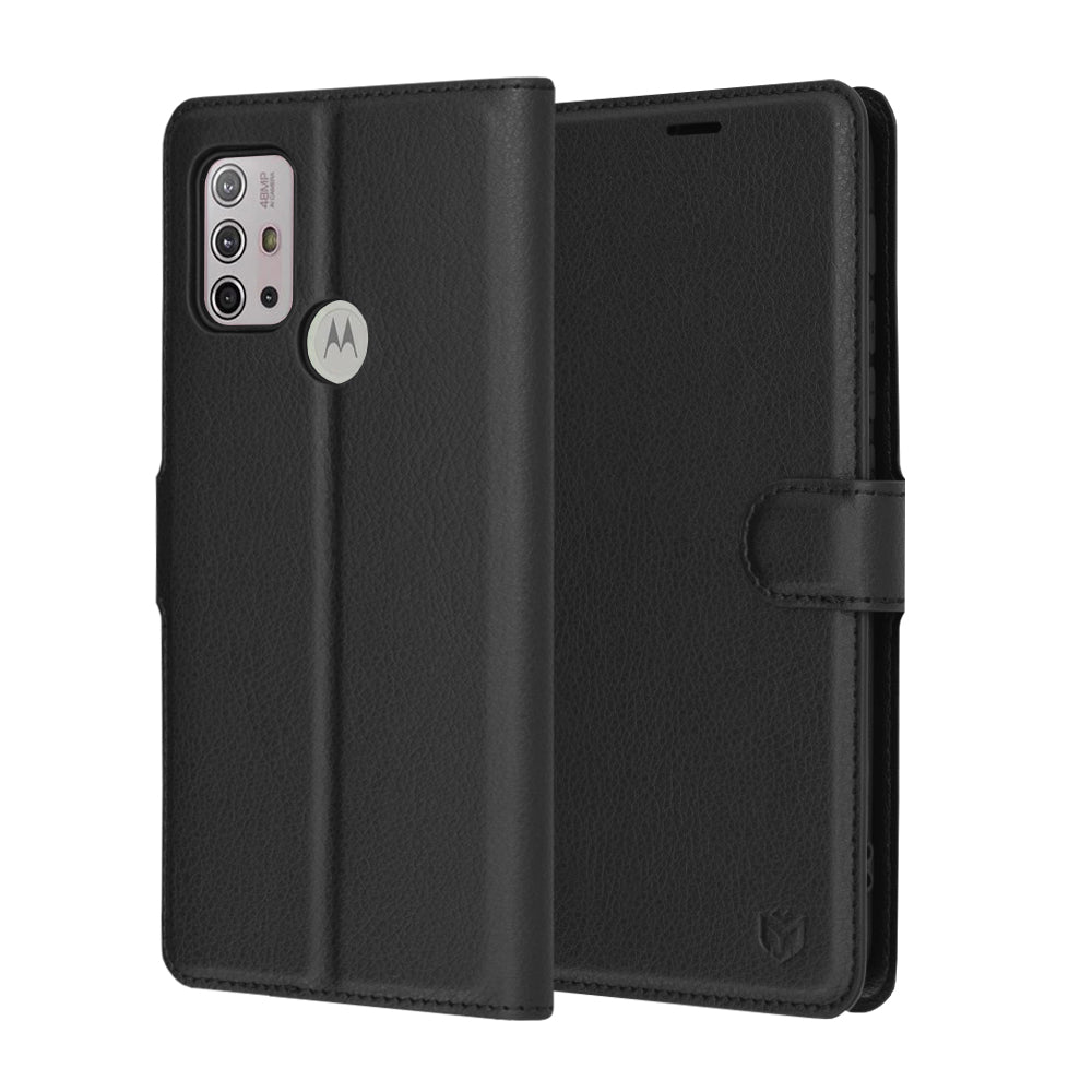 Futrola za Motorola Moto G30 / G20 / G10, Techsuit, Kožna Folio, Crna