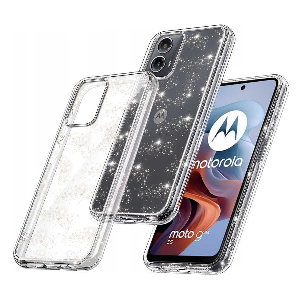Maska za Motorola Moto G45 / G34, Techsuit, SparkleSkin, Prozirna