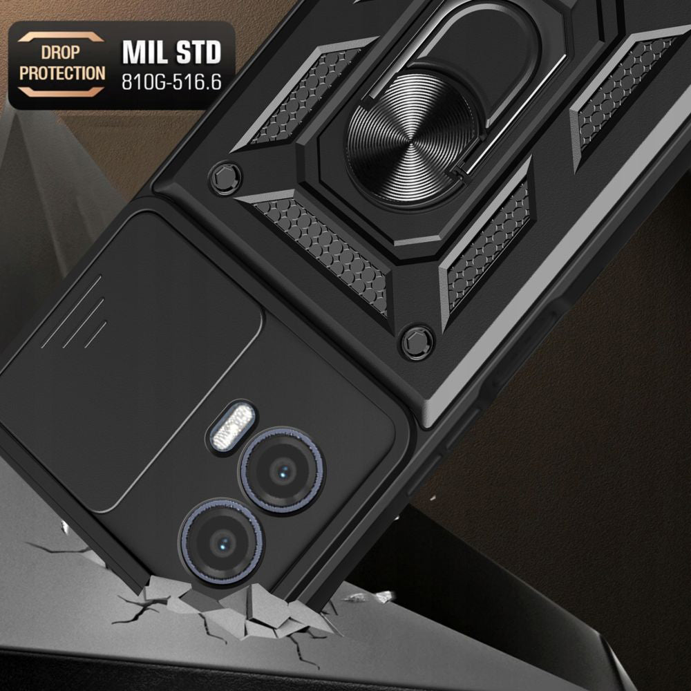 Maska za Motorola Moto G73, Techsuit, CamShield, Crna