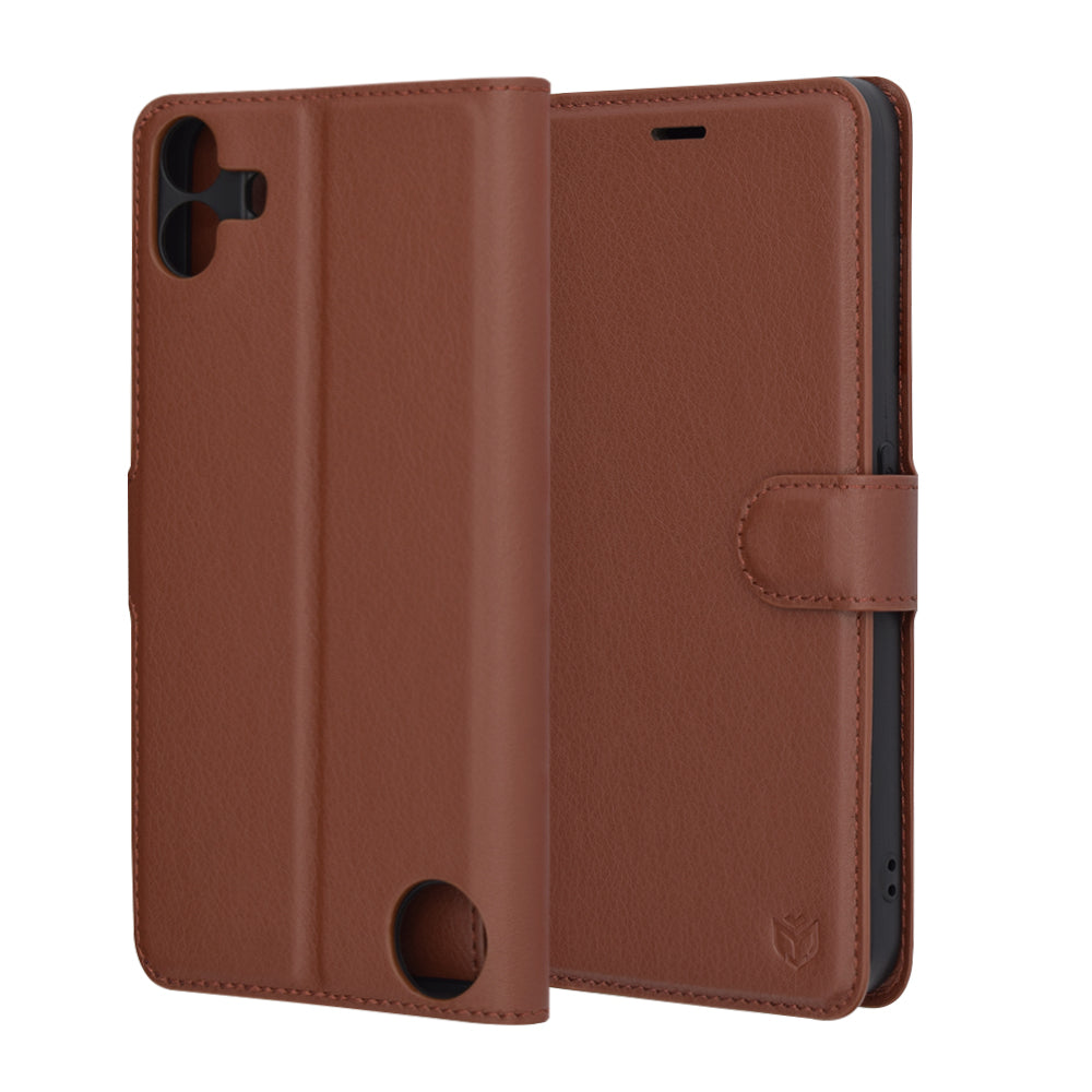Futrola za Nothing CMF Phone 1, Techsuit, Kožna Folio, Smeđa