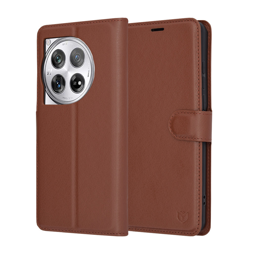 Futrola za OnePlus 12, Techsuit, Kožna Folio, Smeđa