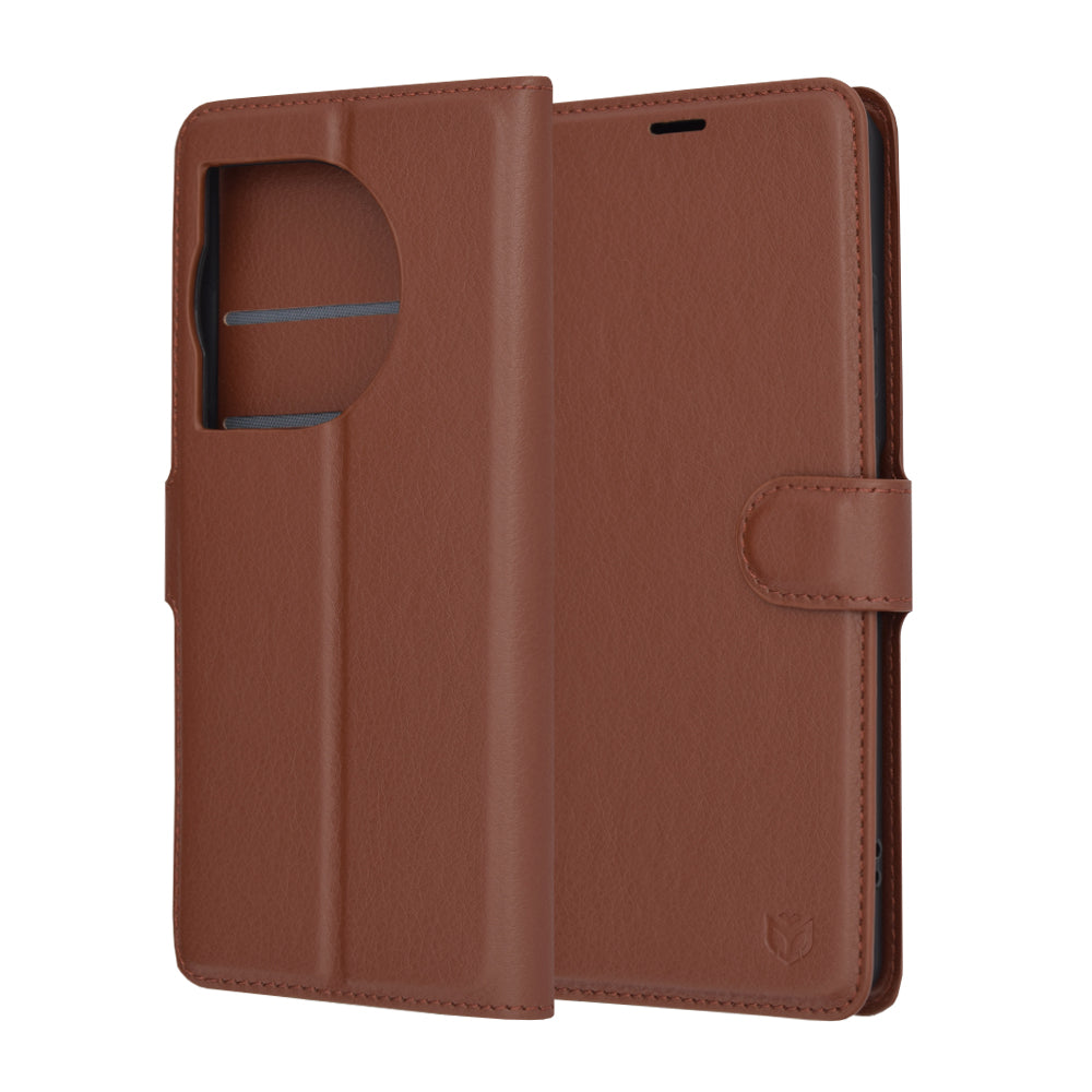 Futrola za OnePlus 12R, Techsuit, Kožna Folio, Smeđa