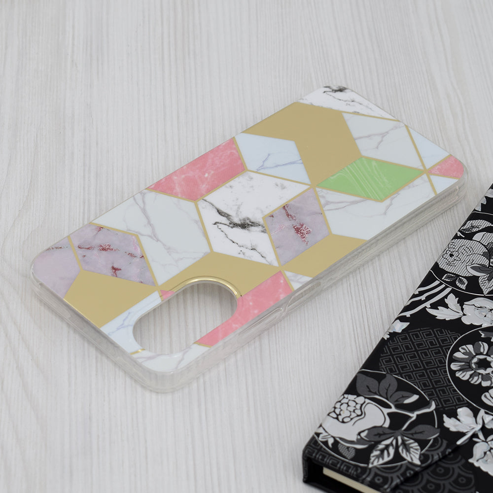 Maska za Oppo A17, Techsuit, Marble, Ljubičasta