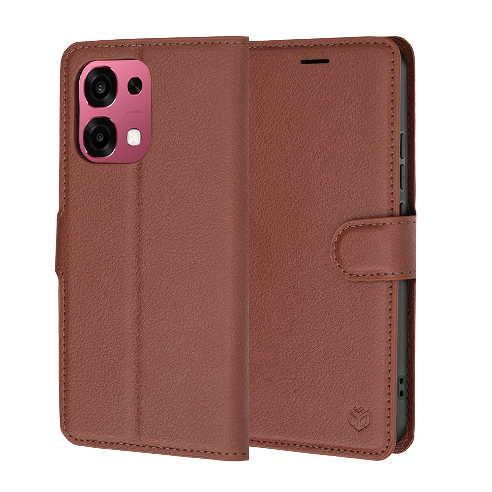 Futrola za Oppo A6 Pro 5G / A6 Pro 4G, Techsuit, Kožna Folio, Smeđa