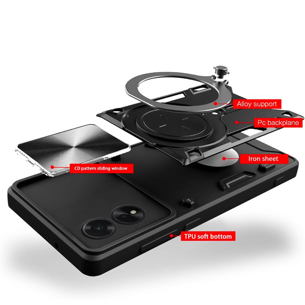Maska za Oppo A60, Techsuit, CamGuard Pro, Crvena