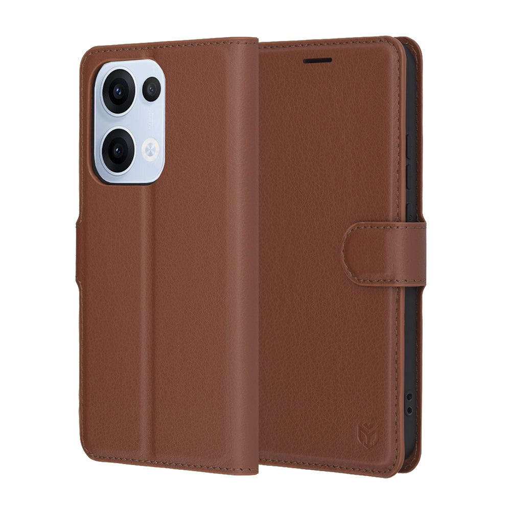 Futrola za Oppo Reno13, Techsuit, Kožna Folio, Smeđa