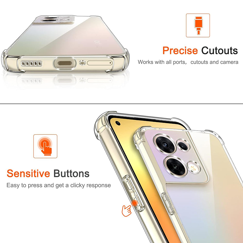 Maska za Oppo Reno8, Techsuit, Shockproof Clear, Prozirna