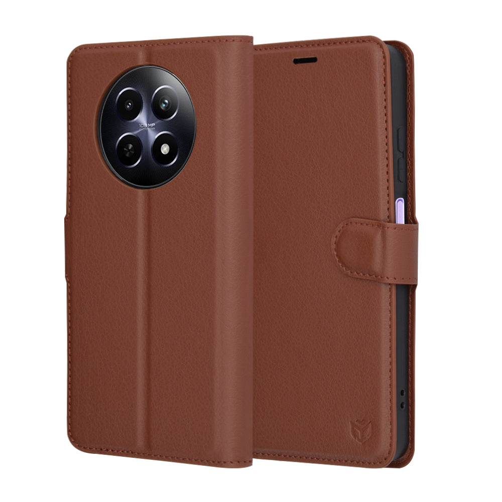 Futrola za Realme 12x / 12, Techsuit, Kožna Folio, Smeđa