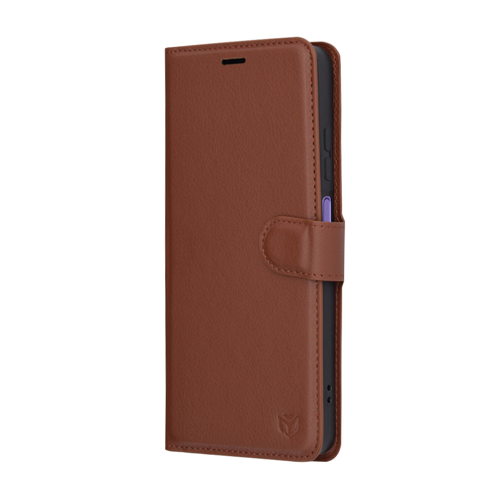 Futrola za Realme 12x / 12, Techsuit, Kožna Folio, Smeđa