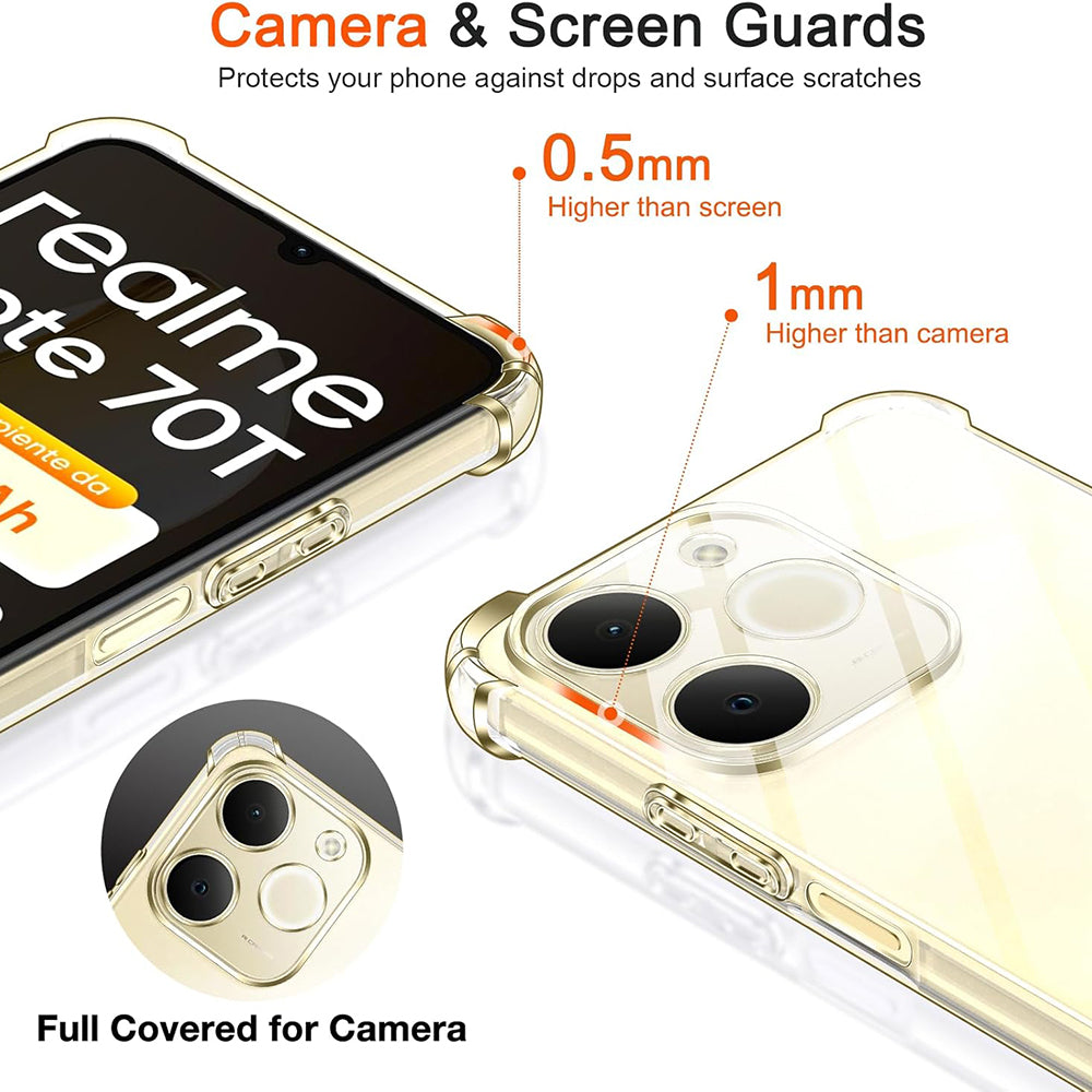 Futrola za Realme Note 70T, Techsuit, Shockproof Clear, Prozirna