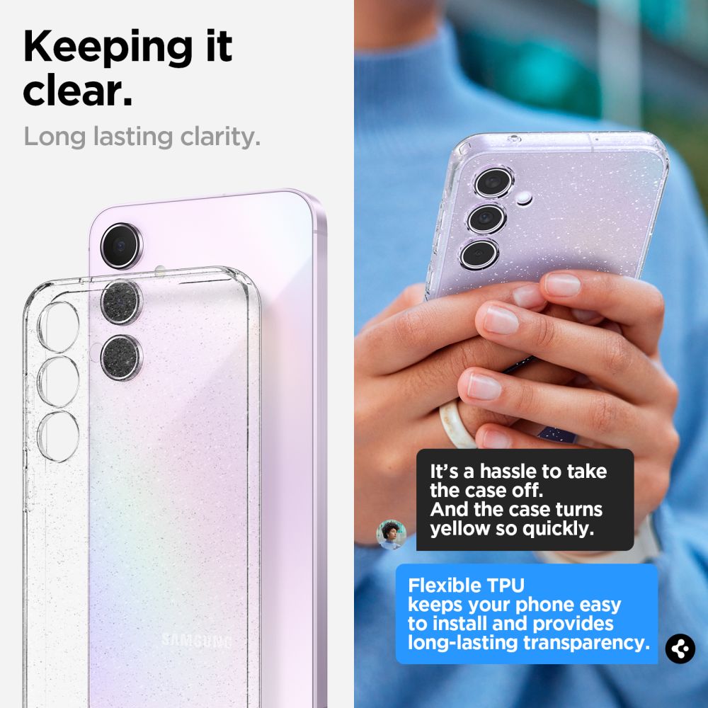 Futrola za Samsung Galaxy A55 5G A556, Spigen, Liquid Crystal Glitter, Prozirna ACS07538