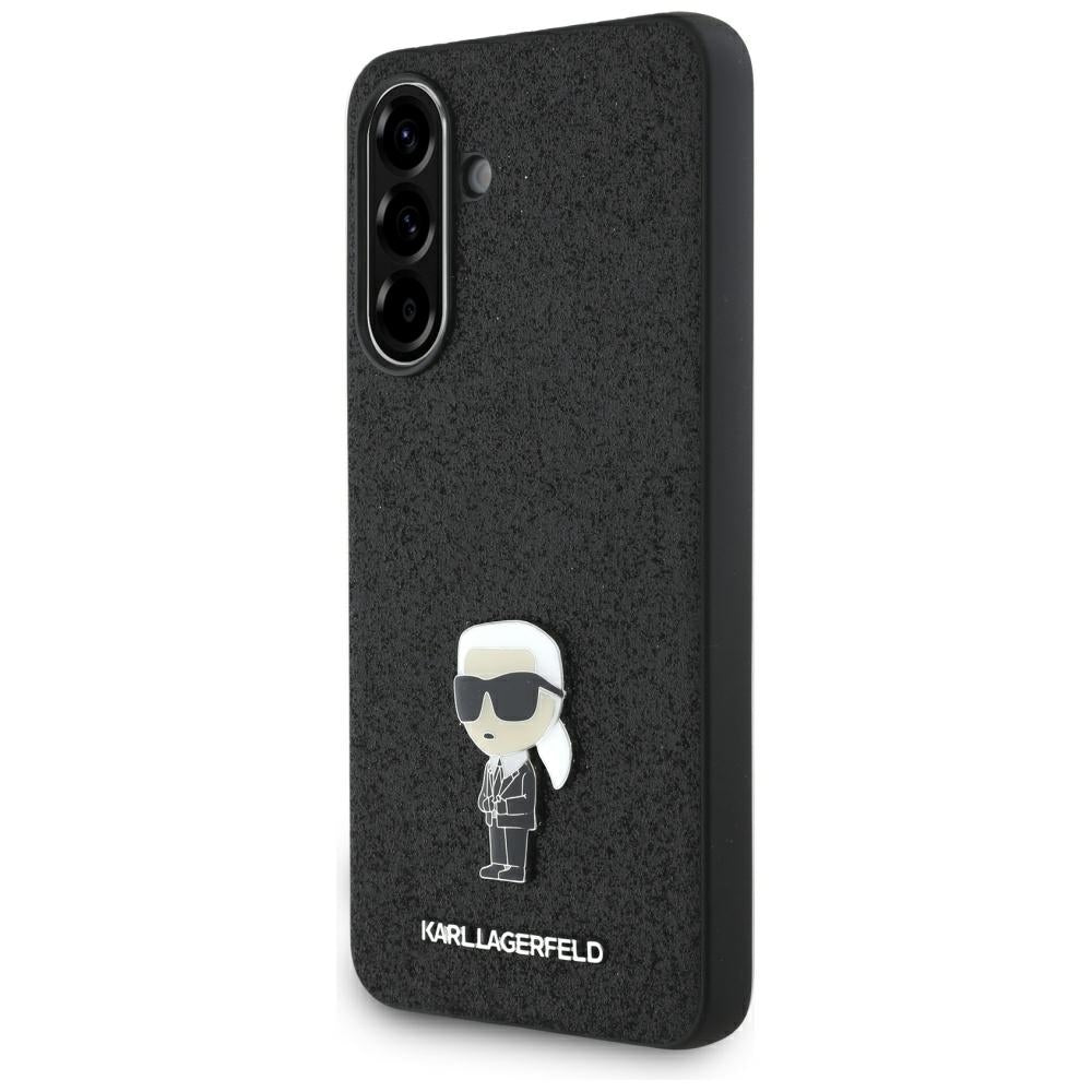 Futrola za Samsung Galaxy A36 A366, Karl Lagerfeld, Glitter Fixed Ikonik Karl, Crna