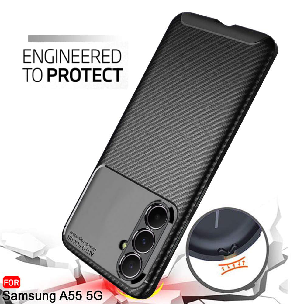 Maska za Samsung Galaxy A55 5G A556, Techsuit, CarbonFiber, Crna