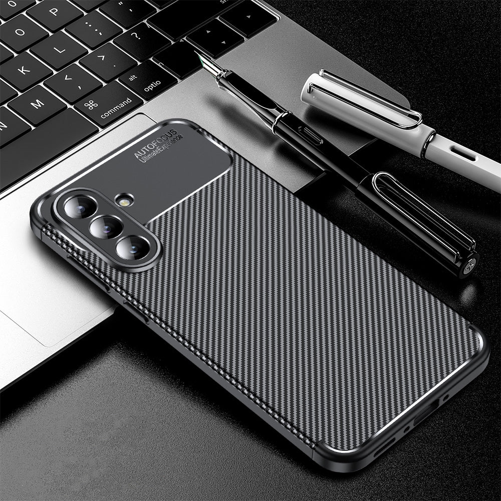 Maska za Samsung Galaxy A56 A566, Techsuit, CarbonFiber, Crna