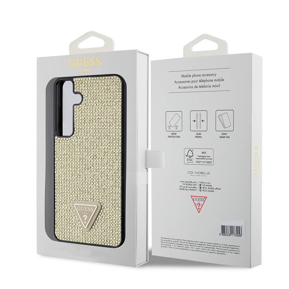Futrola za Samsung Galaxy S24+ S926, Guess, Rhinestone Triangle Logo, Zlatna