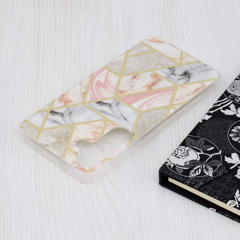 Maska za Samsung Galaxy S24+ S926, Techsuit, Mramor, Roza