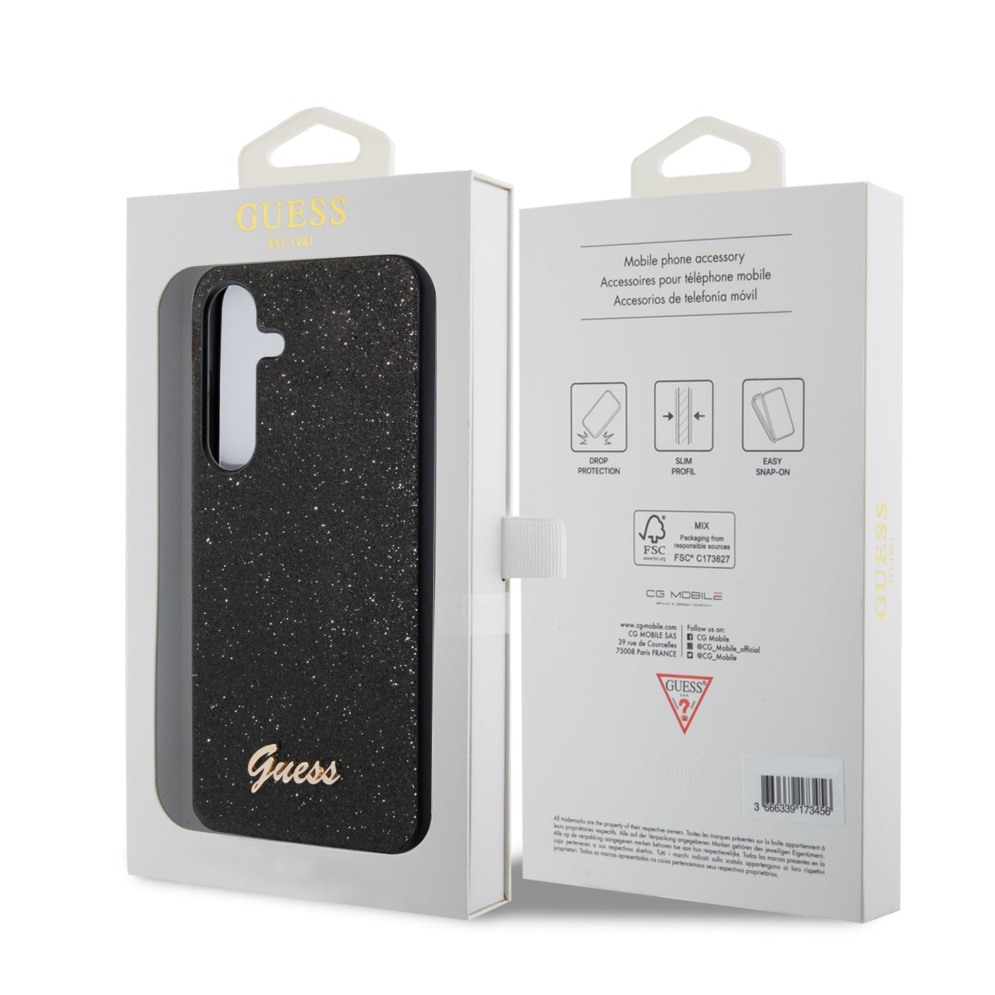 Futrola za Samsung Galaxy S24 S921, Guess, Glitter Script, Crna