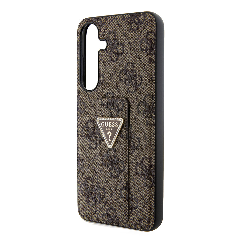 Futrola za Samsung Galaxy S24 S921, Guess, Grip Stand 4G Triangle Strass, Smeđa