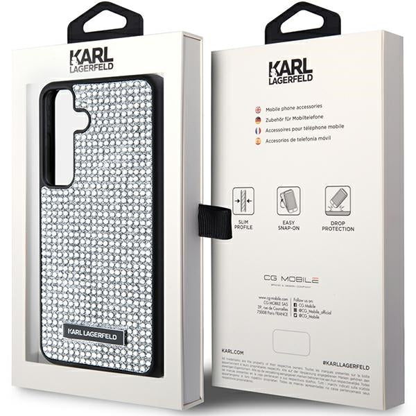 Futrola za Samsung Galaxy S24 S921, Karl Lagerfeld, Rhinestone Metal Plate, Srebrna