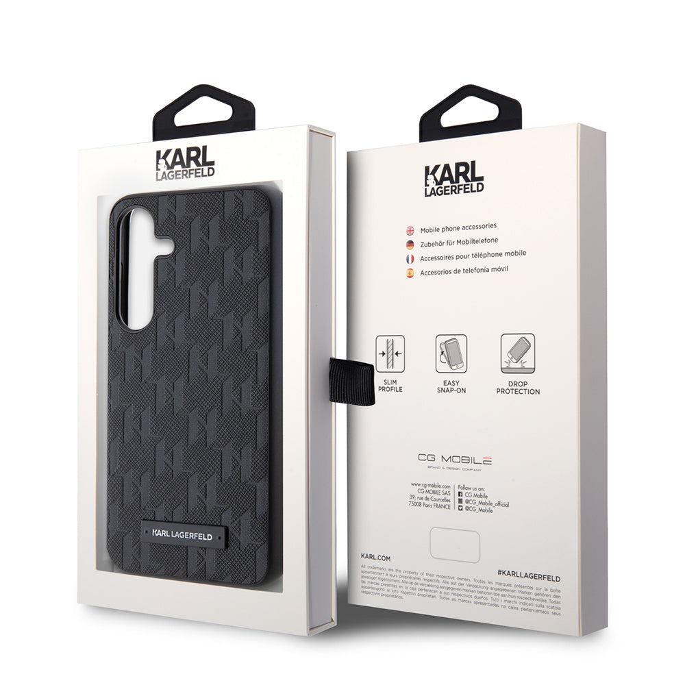 Futrola za Samsung Galaxy S24 S921, Karl Lagerfeld, Saffiano Mono Metal Logo, Crna