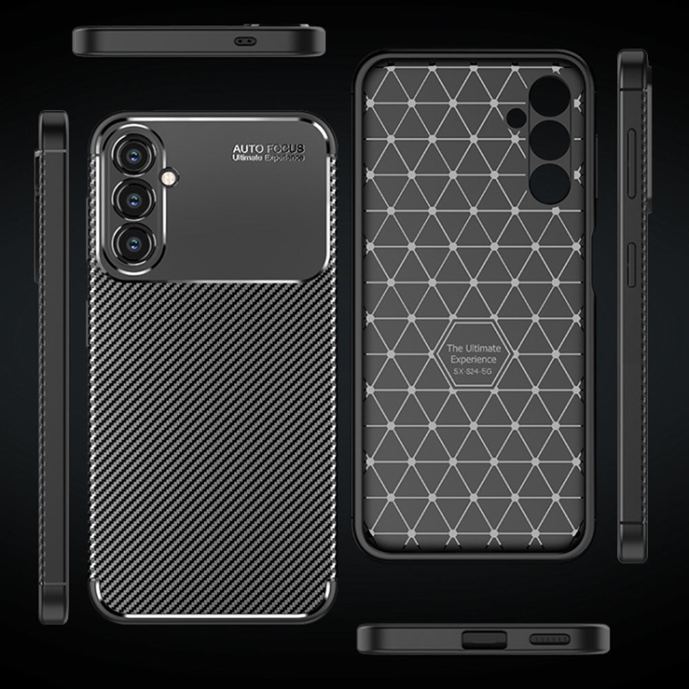Maska za Samsung Galaxy S24 S921, Techsuit, CarbonFiber, Crna
