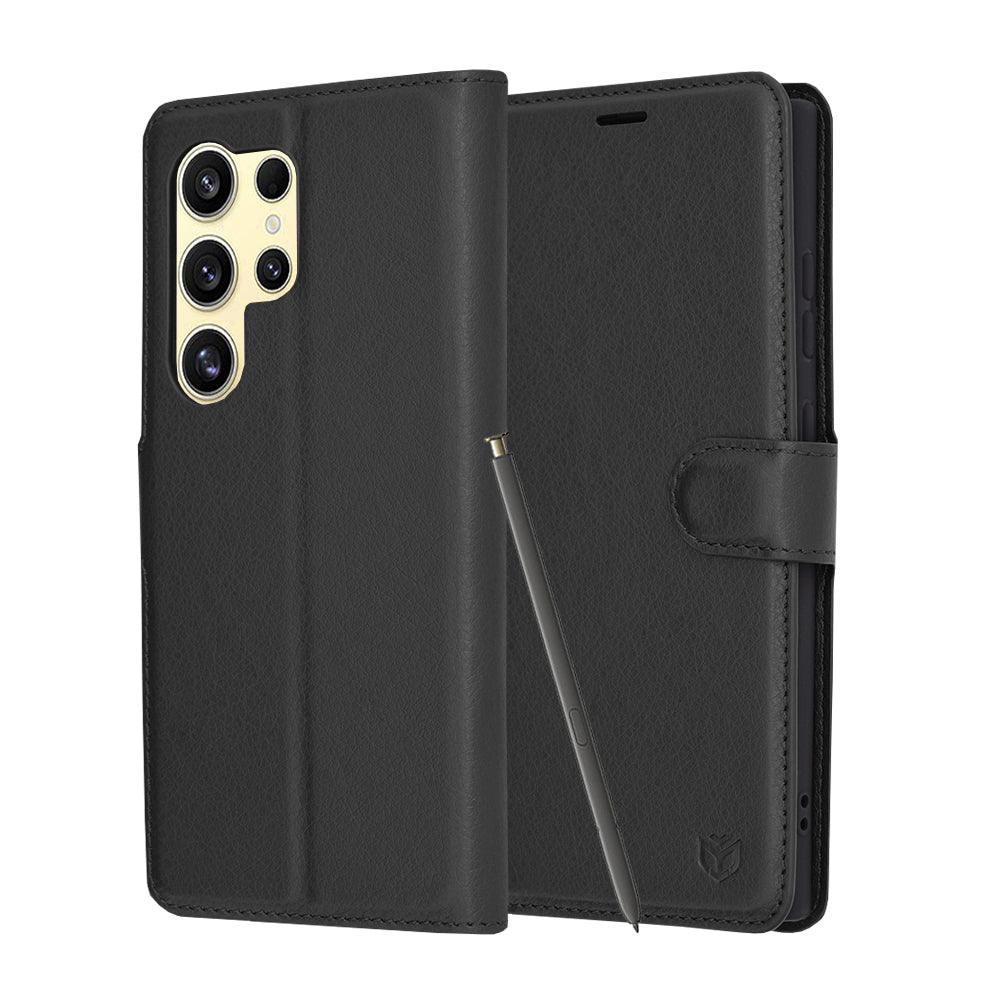 Futrola za Samsung Galaxy S24 Ultra S928, Techsuit, Kožna Folio, Crna