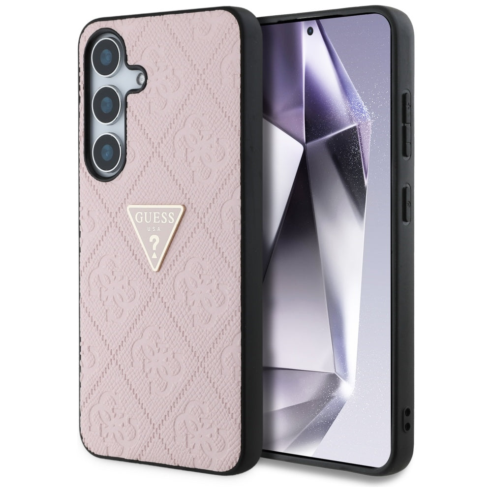 Futrola za Samsung Galaxy S25 S931, Guess, Grained Hot Stamp 4G Triangle, Roza