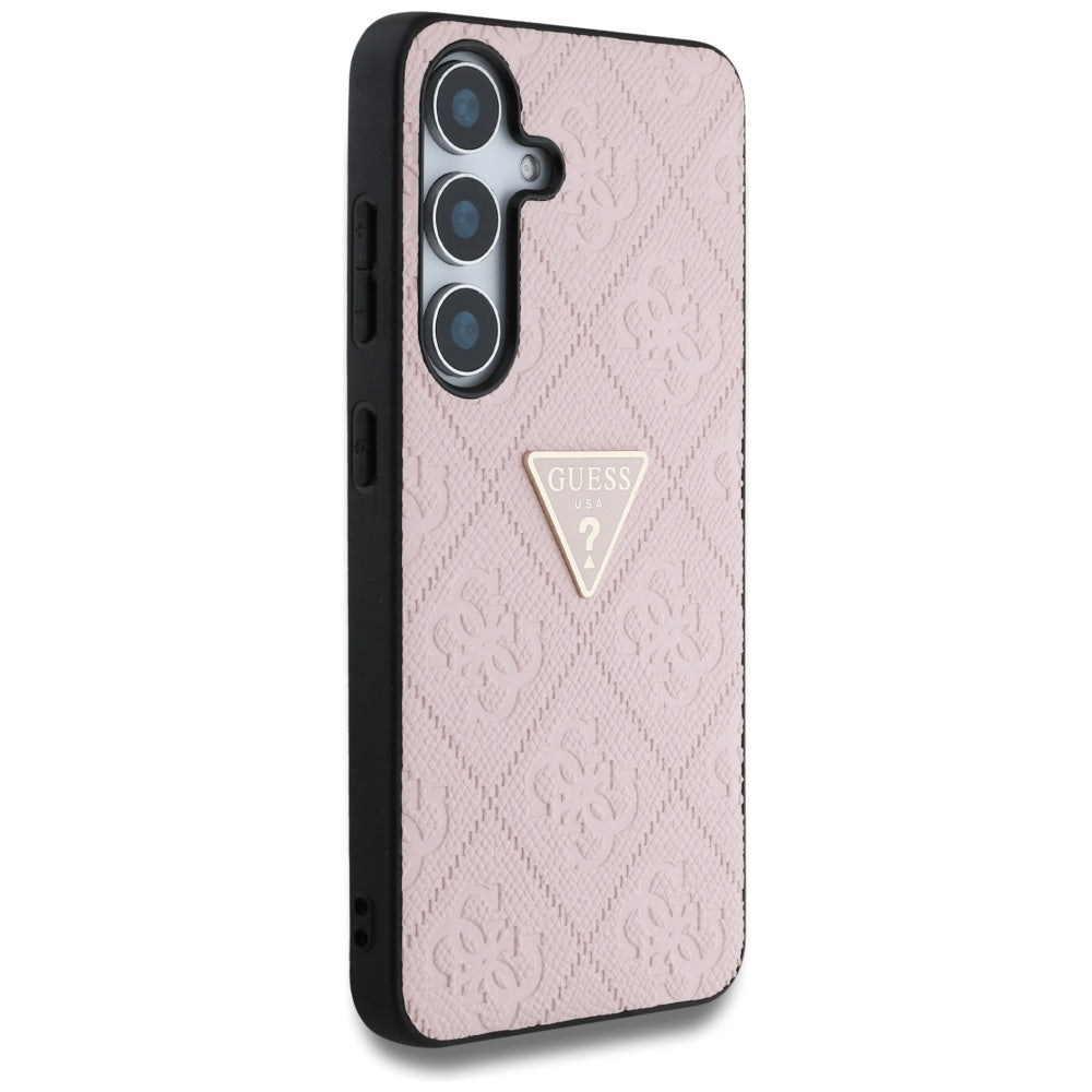 Futrola za Samsung Galaxy S25 S931, Guess, Grained Hot Stamp 4G Triangle, Roza