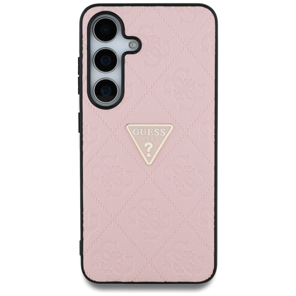 Futrola za Samsung Galaxy S25 S931, Guess, Grained Hot Stamp 4G Triangle, Roza
