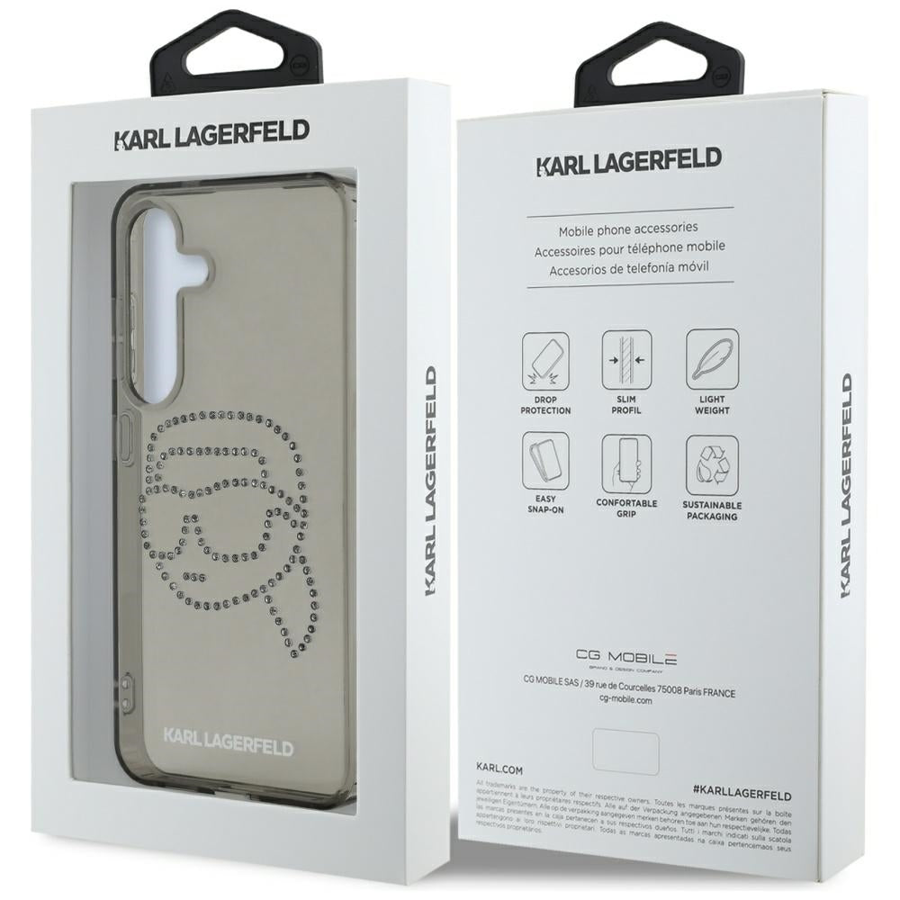 Futrola za Samsung Galaxy S25 S931, Karl Lagerfeld, IML Rhinestones Karl's Head, Crna