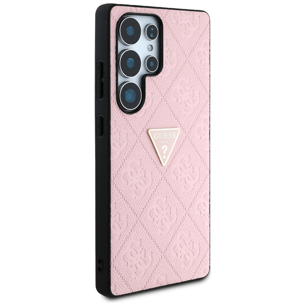 Futrola za Samsung Galaxy S25 Ultra S938, Guess, Grained Hot Stamp 4G Triangle, Roza