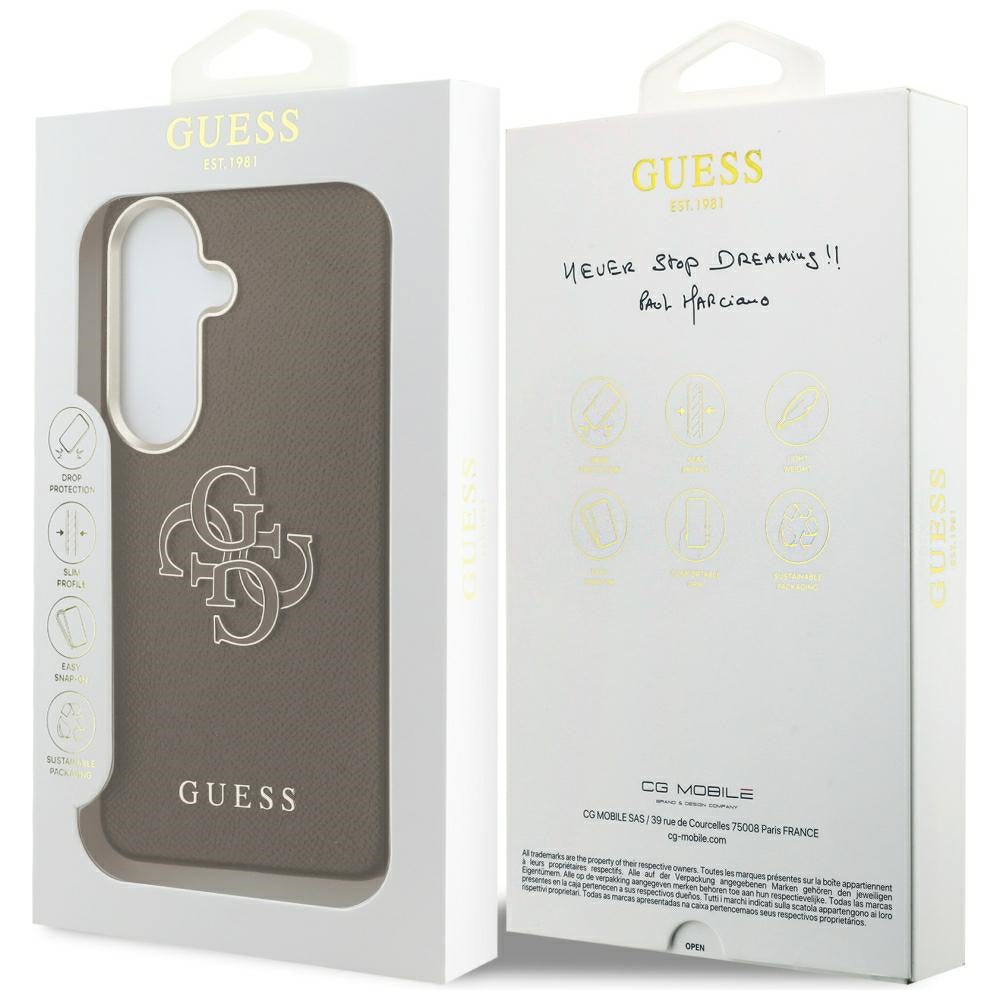 Maska za Samsung Galaxy S26 Plus S947, Guess, 4G Grained Big and Classic Logo, Smeđa