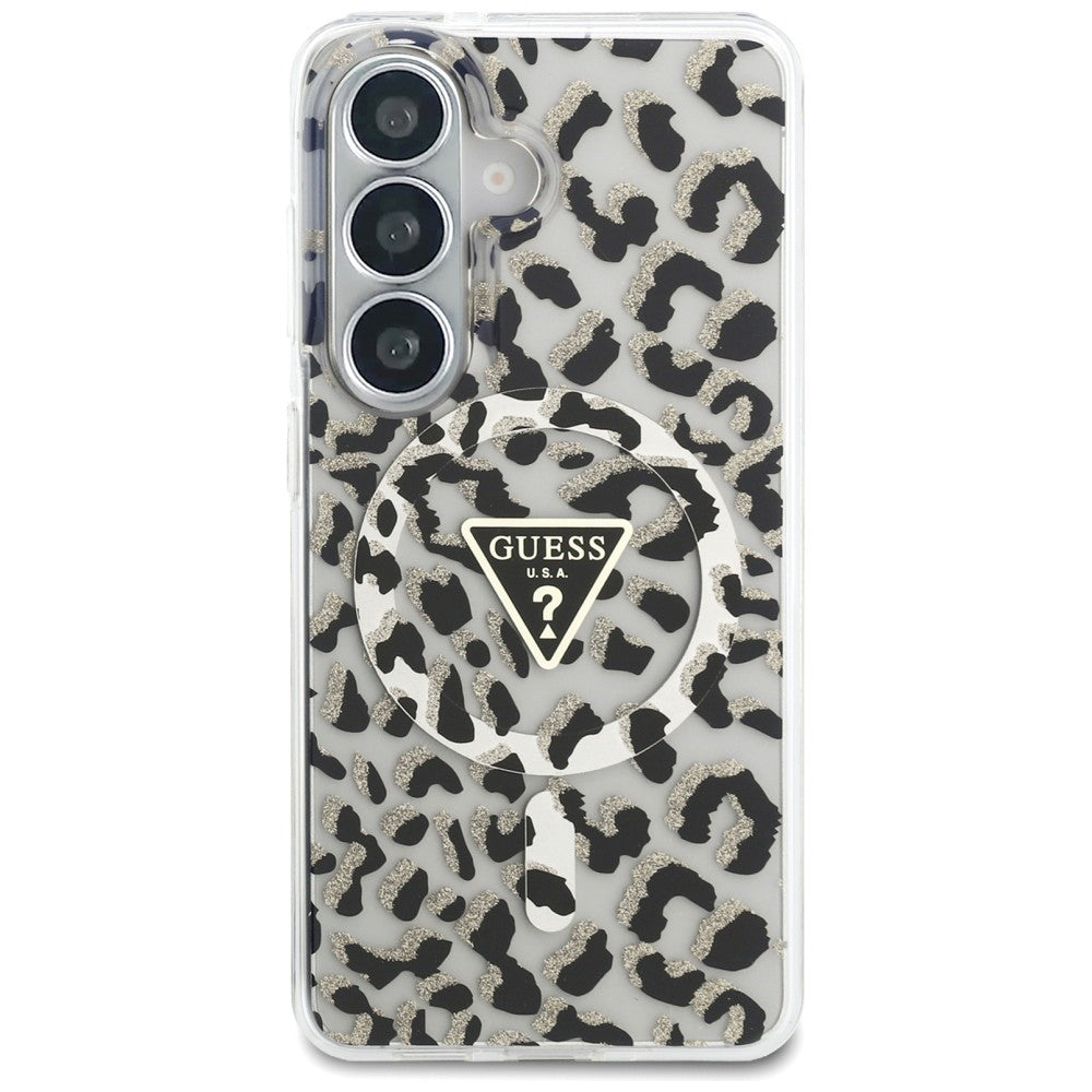 MagSafe futrola za Samsung Galaxy S26 S942, Guess, IML Leopard uzorak, Crna