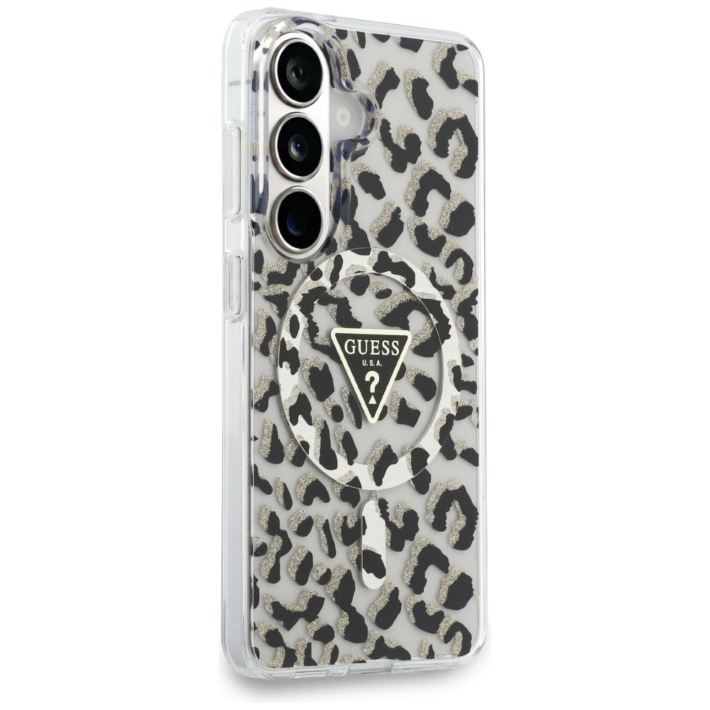 MagSafe futrola za Samsung Galaxy S26 S942, Guess, IML Leopard uzorak, Crna