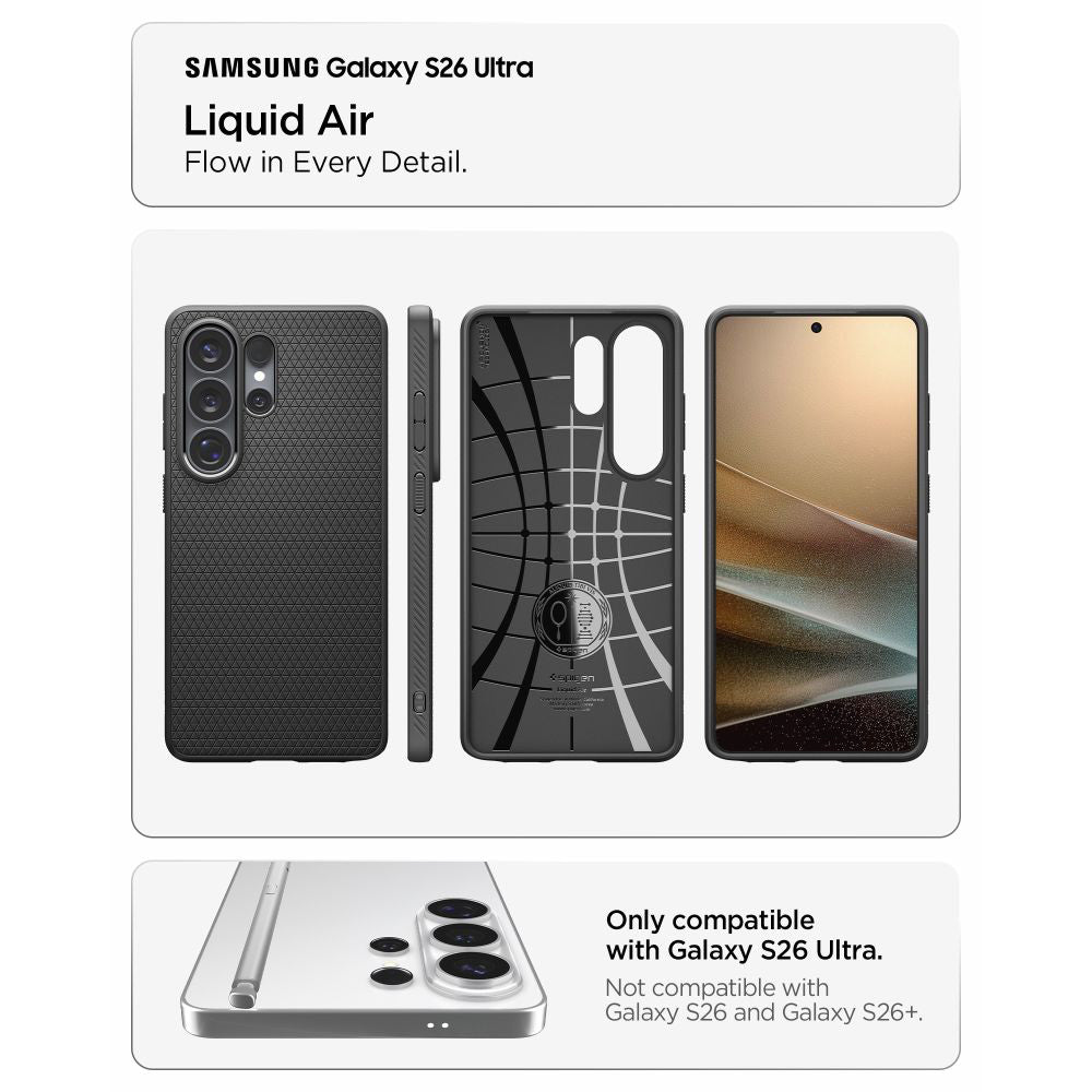Futrola za Samsung Galaxy S26 Ultra S948, Spigen, Liquid Air, Mat crna ACS10670