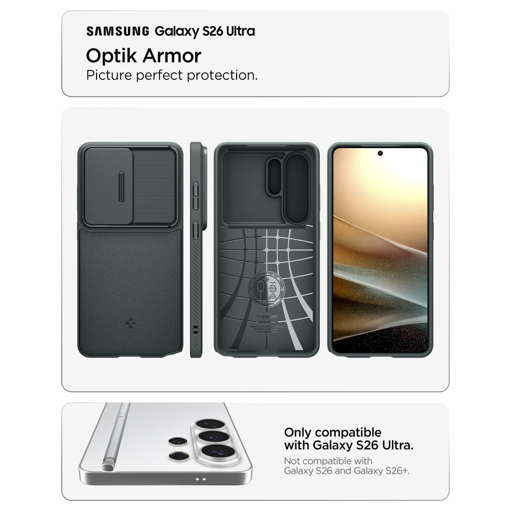 Futrola za Samsung Galaxy S26 Ultra S948, Spigen, Optik Armor, Zelena ACS10688