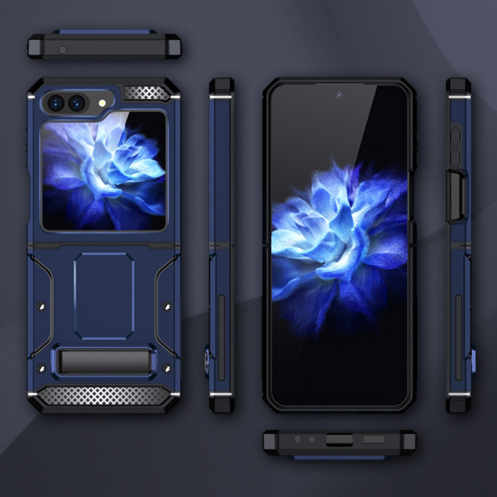 Futrola za Samsung Galaxy Z Flip5 F731, Techsuit, Hybrid Armor Kickstand, Plava