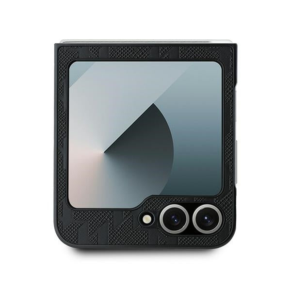 Futrola za Samsung Galaxy Z Flip7 FE F761 / Z Flip6 F741, Karl Lagerfeld, Saffiano Monogram Karl's Head Metal, Crna