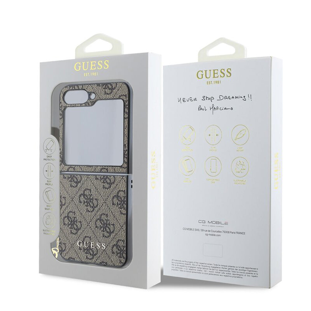 Futrola za Samsung Galaxy Z Flip7 FE F761 / Z Flip6 F741, Guess, 4G Charm, smeđa
