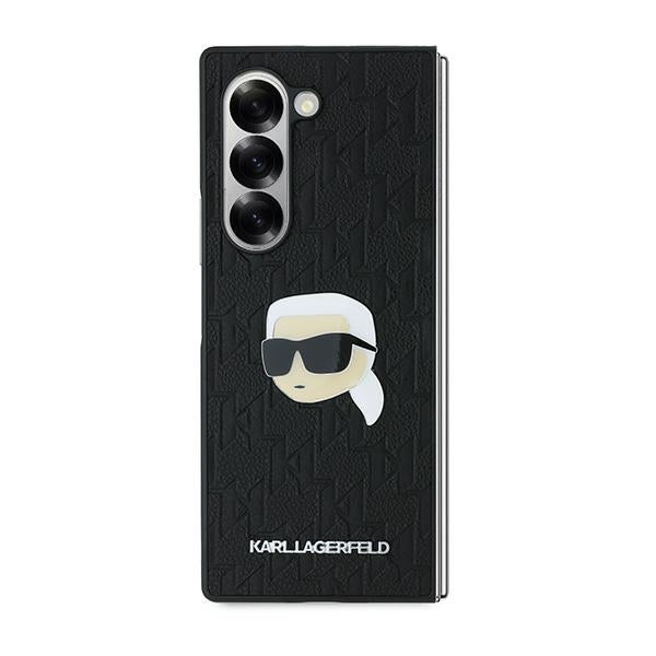 Futrola za Samsung Galaxy Z Fold6 F956, Karl Lagerfeld, Saffiano Monogram Karl's Head Metal, Crna