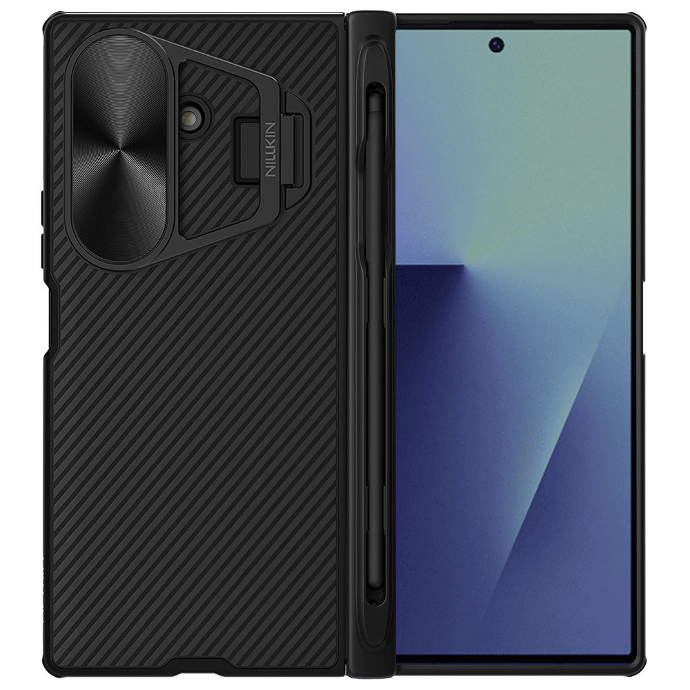 Maska za Samsung Galaxy Z Fold7 F966, Nillkin, CamShield Prop s metalnim poklopcem za objektiv i držačem za S-Pen, Crna