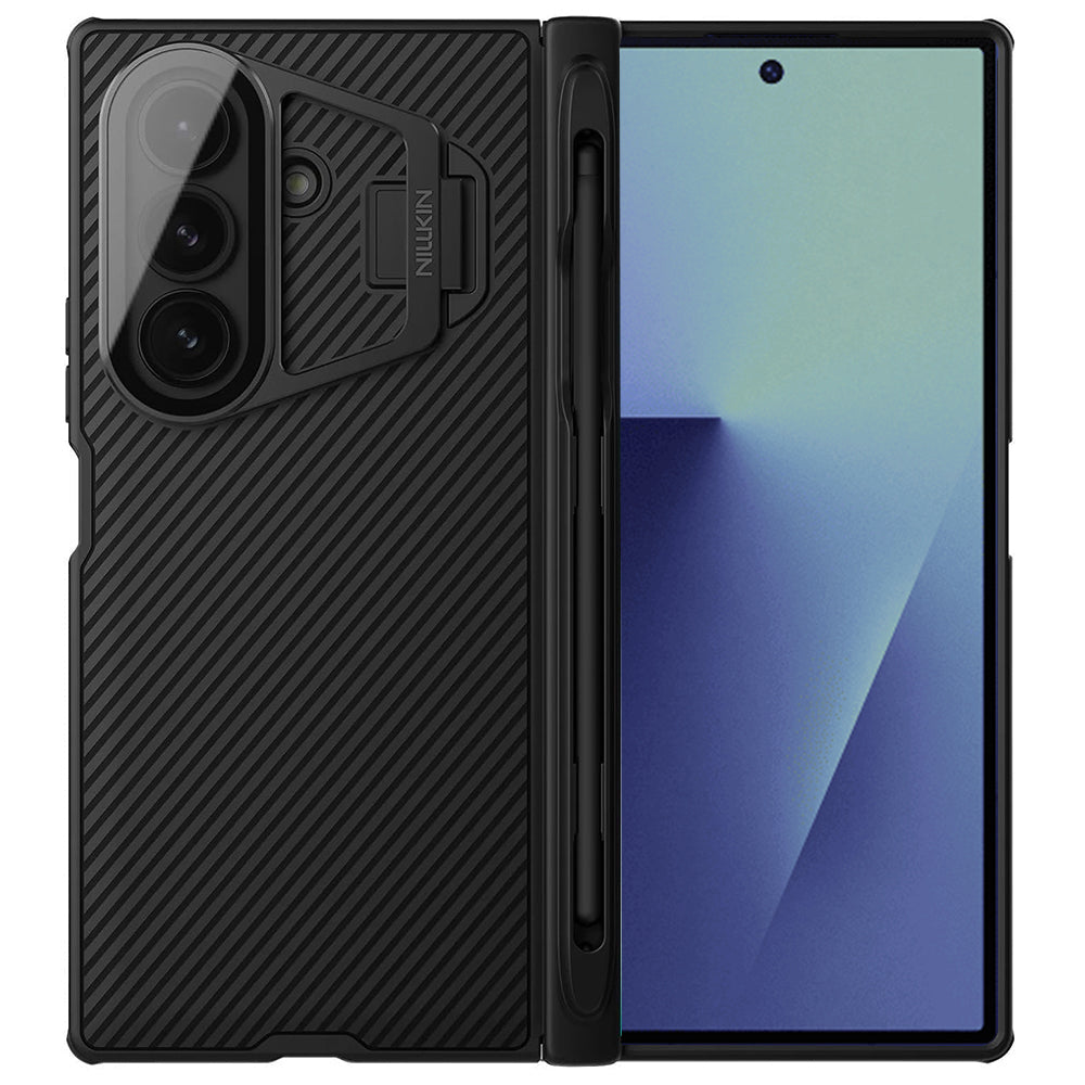 Maska za Samsung Galaxy Z Fold7 F966, Nillkin, CamShield Prop s prozirnim poklopcem za leće i držačem za S-Pen, Crna
