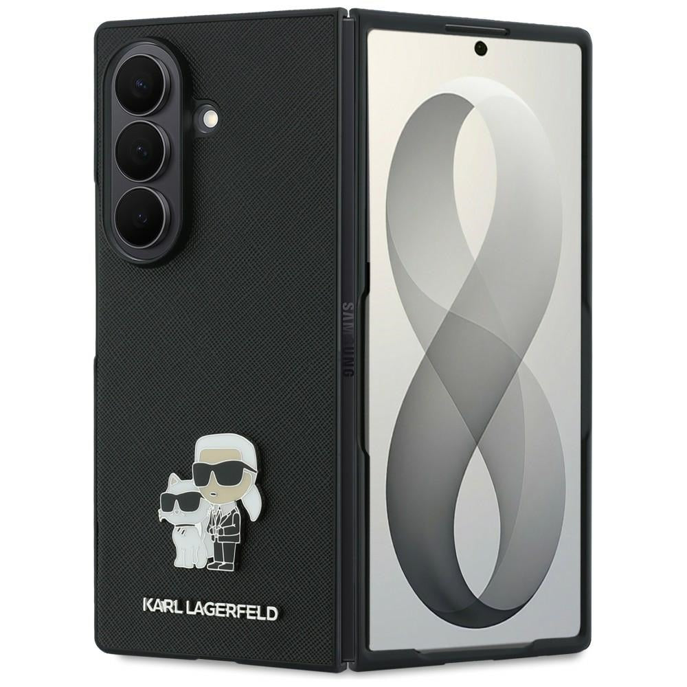 Maska za Samsung Galaxy Z Fold8 Ultra F976, Karl Lagerfeld, Saffiano Karl & Choupette Metal Pin, Crna