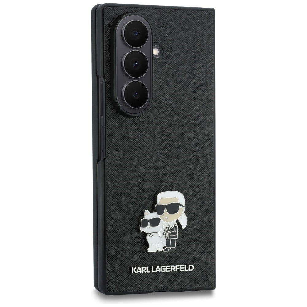 Maska za Samsung Galaxy Z Fold8 Ultra F976, Karl Lagerfeld, Saffiano Karl & Choupette Metal Pin, Crna
