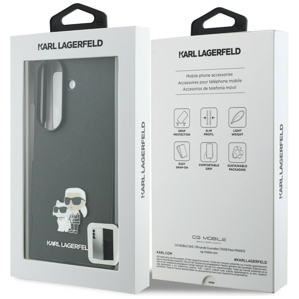 Maska za Samsung Galaxy Z Fold8 Ultra F976, Karl Lagerfeld, Saffiano Karl & Choupette Metal Pin, Crna