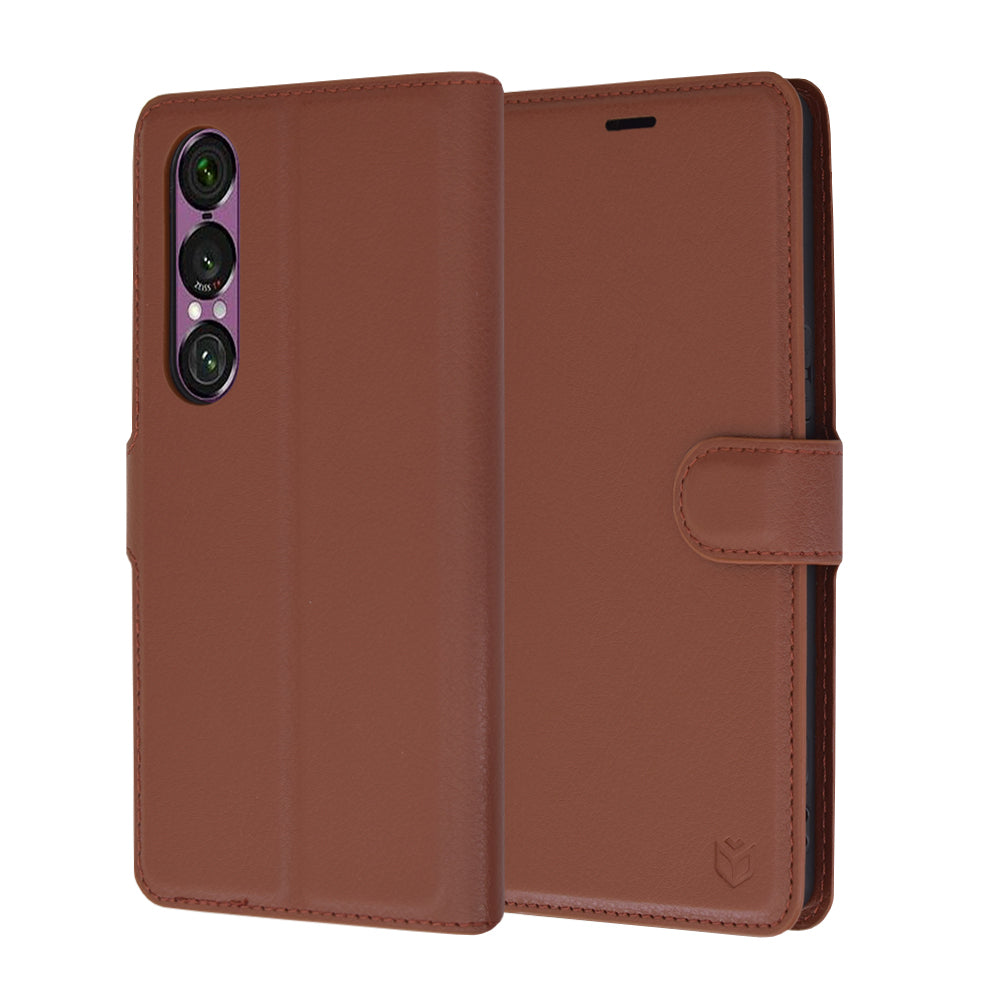 Futrola za Sony Xperia 1 VI, Techsuit, Kožna Folio, Smeđa