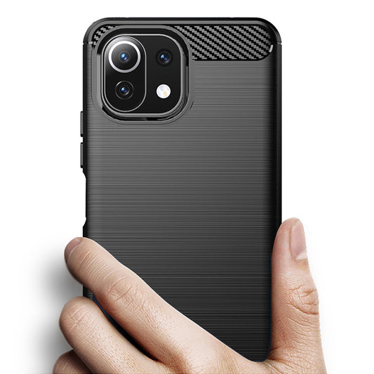 Maska za Xiaomi 11 Lite 5G NE / Mi 11 Lite 5G / 11 Lite, Techsuit, Karbon, Crna