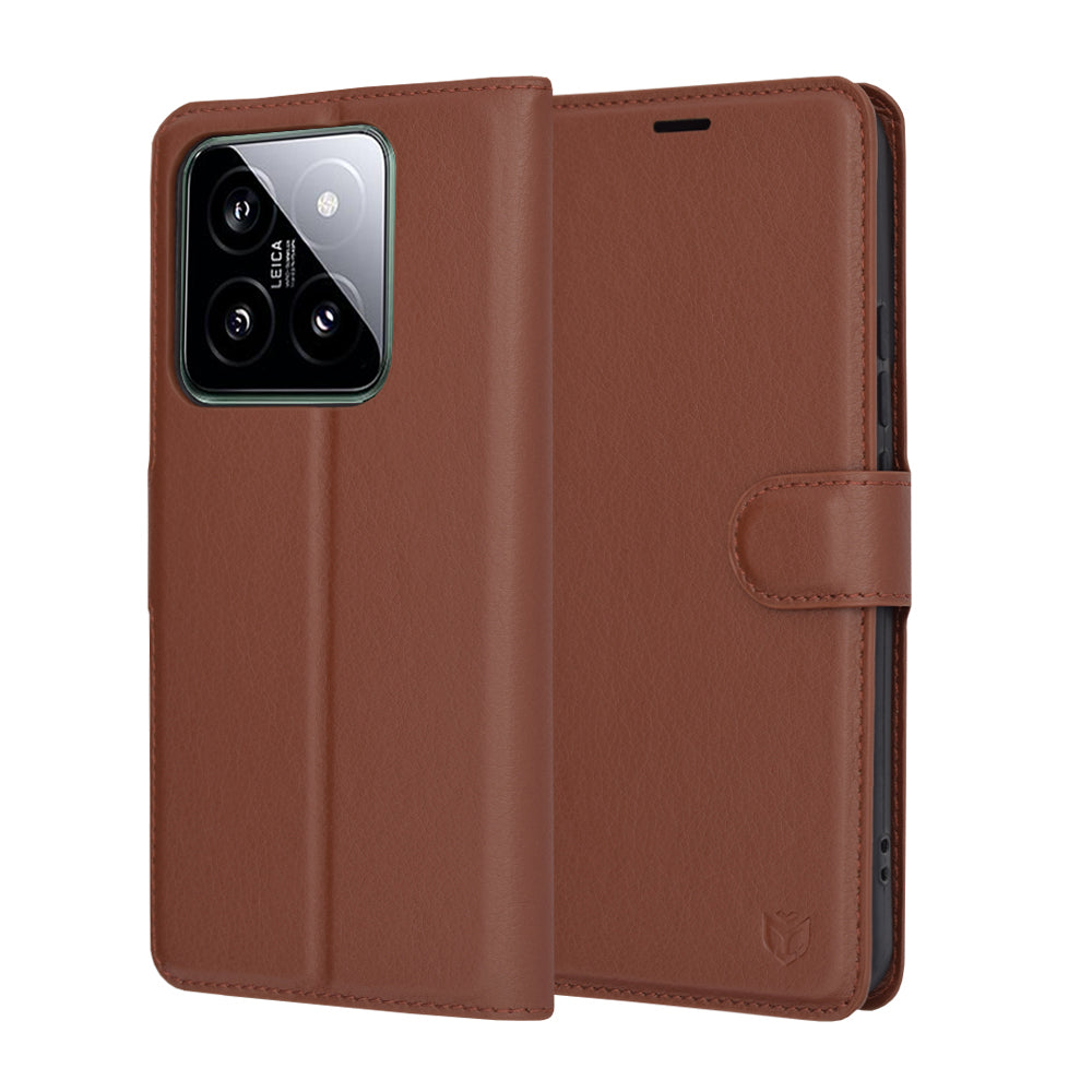 Futrola za Xiaomi 14, Techsuit, Kožna Folio, Smeđa
